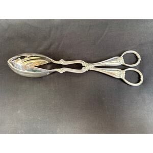 Gorham Heritage Silverplate Antique Salad Pastry Serving Tongs 10.75